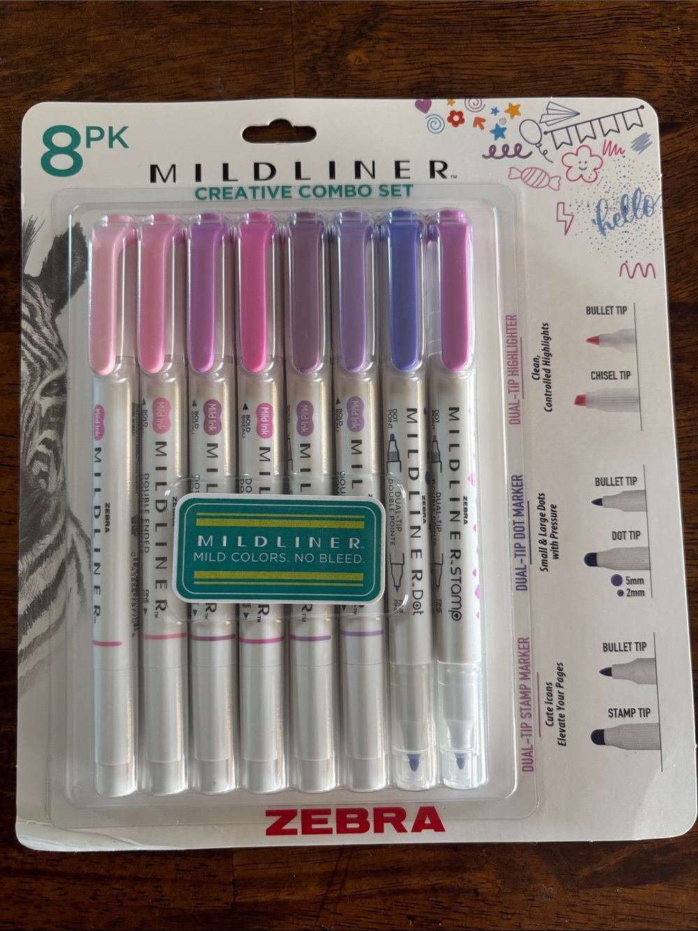 Mildliner 8-Pack Pastel Highlighter Set - Pink & Purple